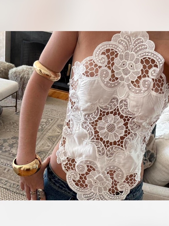Isabel Marant Tops - Custom White Crochet Lace Halter Crop Top